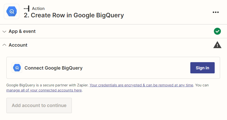 Connecting Zappier with BigQuery