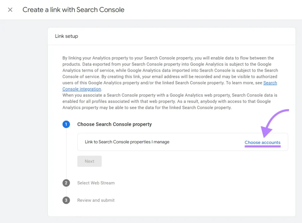 Select Search Console